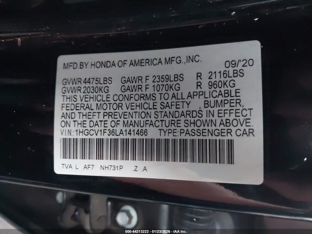 1HGCV1F36LA141466 Honda Accord Sport