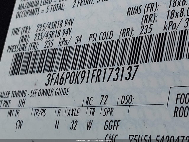 3FA6P0K91FR173137 Ford Fusion Titanium