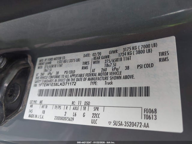 2020 FORD F-150 1FTEW1E58LKD71172 Photo 8