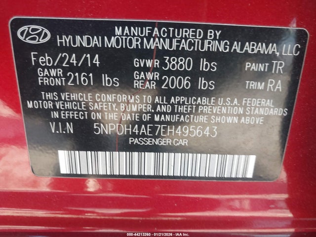 5NPDH4AE7EH495643 Hyundai ELANTRA SE