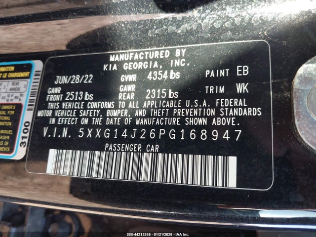 Продажа на аукционе авто 2023 Kia K5 Lxs, vin: 5XXG14J26PG168947, номер лота: 44213286