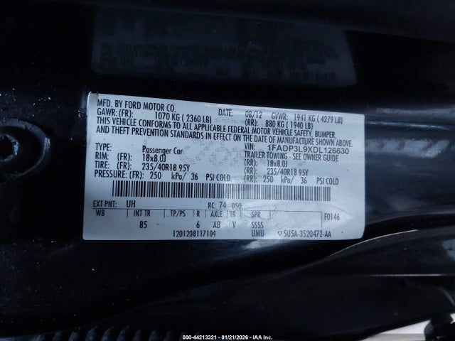 Продаж на аукціоні авто 2013 Ford Focus St, vin: 1FADP3L9XDL126630, номер лоту: 44213321