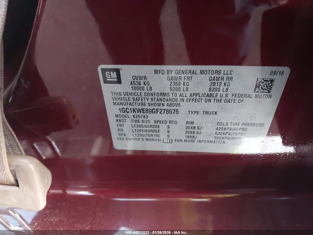 1GC1KWE89GF278676 Chevrolet Silverado 2500hd Ltz