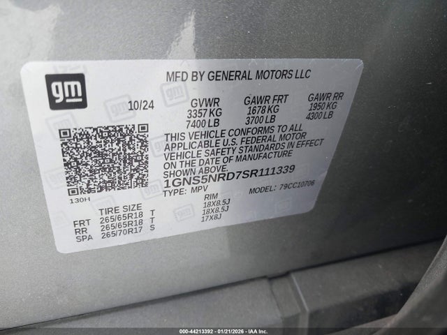 1GNS5NRD7SR111339 Chevrolet Tahoe 2wd Lt