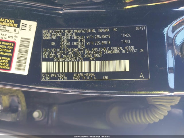 5TDGBRCH0MS051130 Toyota Highlander Hybrid Xle