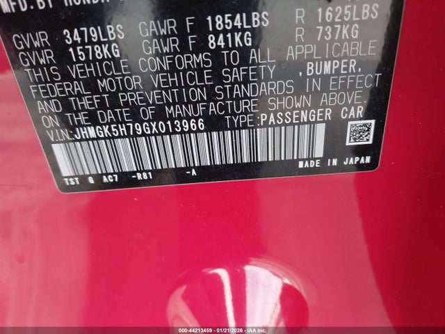 JHMGK5H79GX013966 Honda FIT EX