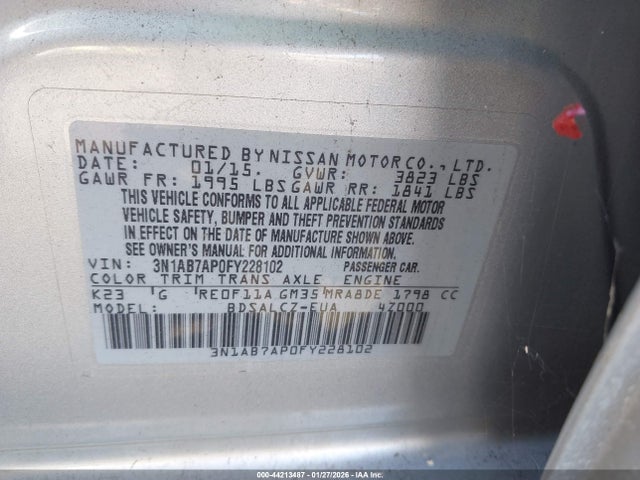 3N1AB7AP0FY228102 Nissan SENTRA S