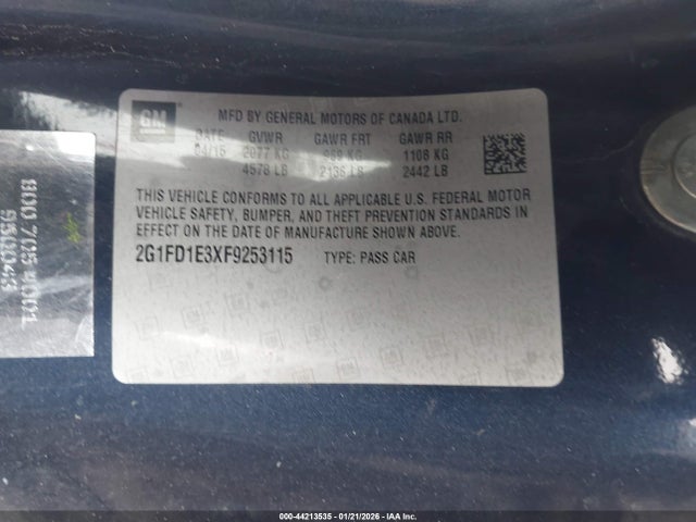 Chevrolet Camaro 1lt 2015 2G1FD1E3XF9253115 Image 9