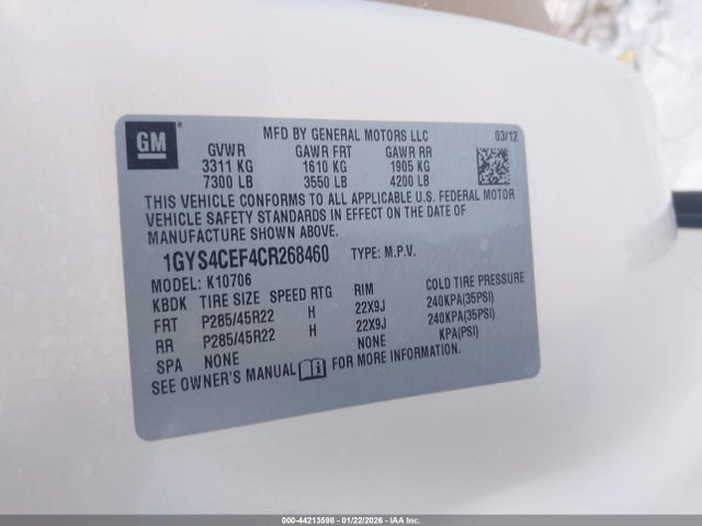 2012 CADILLAC ESCALADE 1GYS4CEF4CR268460 Photo 8