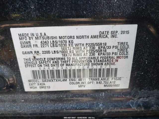 Продаж на аукціоні авто 2015 Mitsubishi Outlander Sport Se, vin: 4A4AP4AU1FE051875, номер лоту: 44213647