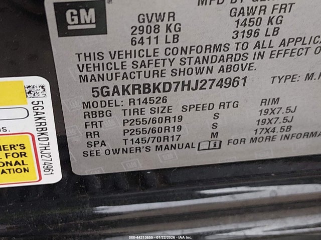 Продаж на аукціоні авто 2017 Buick Enclave Leather, vin: 5GAKRBKD7HJ274961, номер лоту: 44213655