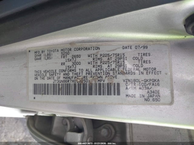 1999 TOYOTA 4RUNNER JT3GN86R7X0132501 Photo 8