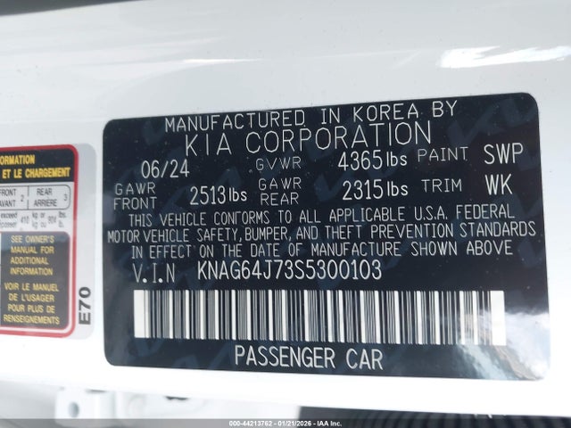 KNAG64J73S5300103 KIA K5 Gt-line
