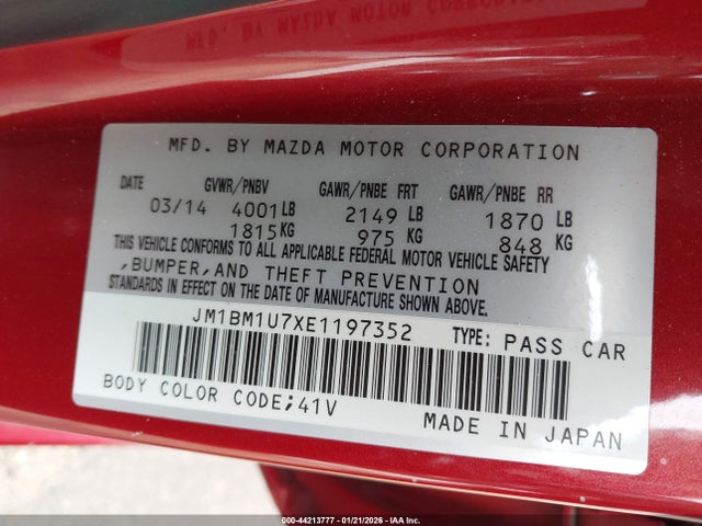 JM1BM1U7XE1197352 Mazda Mazda3 I Sport