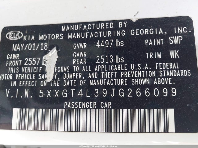 5XXGT4L39JG266099 KIA Optima Lx