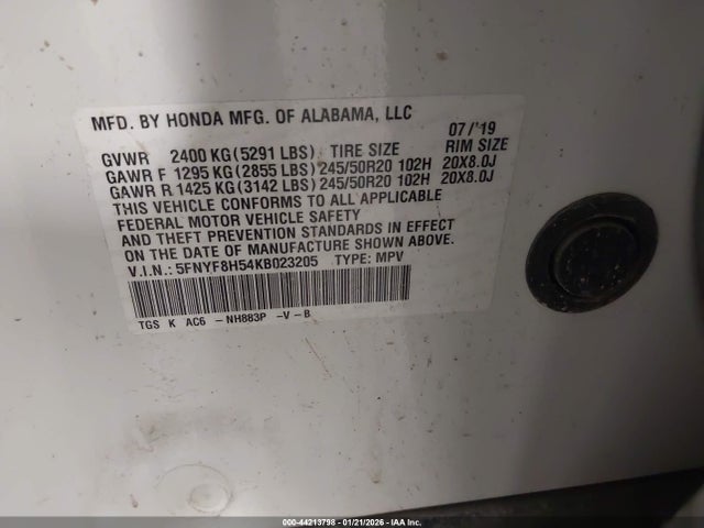 2019 HONDA PASSPORT 5FNYF8H54KB023205 Photo 8