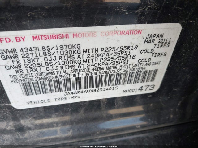 2011 MITSUBISHI OUTLANDER SPORT JA4AR4AUXBZ014015 Photo 8