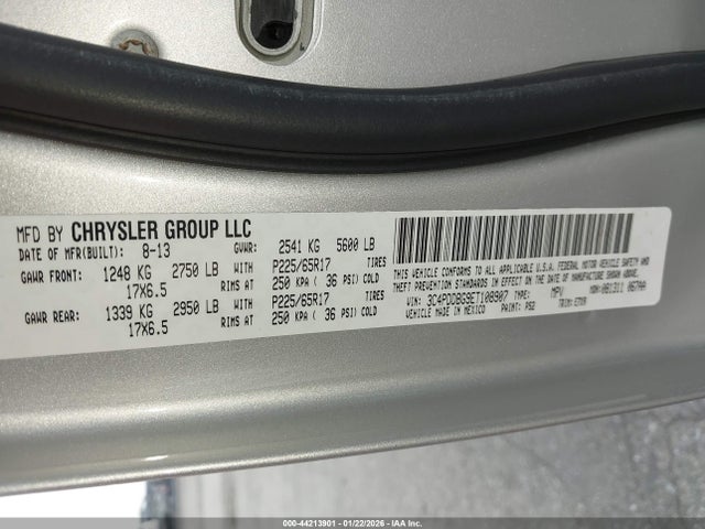 Продажа на аукционе авто 2014 Dodge Journey Sxt, vin: 3C4PDDBG9ET108907, номер лота: 44213901
