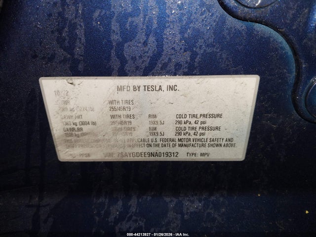 2022 TESLA MODEL Y 7SAYGDEE9NA019312 Photo 8