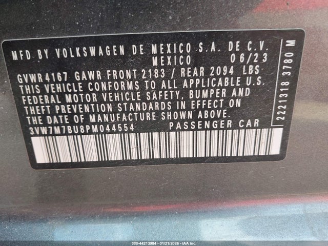 Продажа на аукционе авто 2023 Volkswagen Jetta 1.5t Se, vin: 3VW7M7BU8PM044554, номер лота: 44213984
