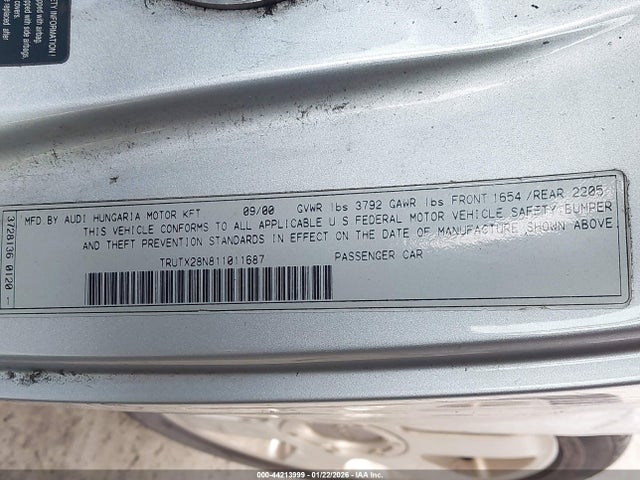 2001 AUDI TT TRUTX28N811011687 Photo 8