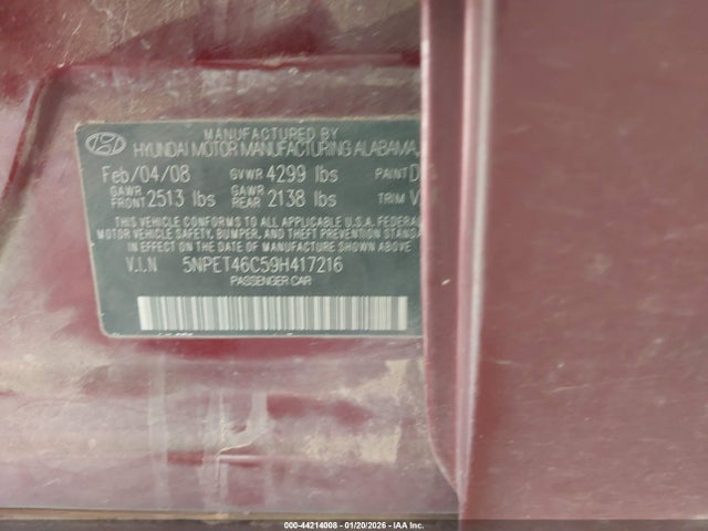 2009 HYUNDAI SONATA 5NPET46C59H417216 Photo 8