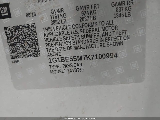 1G1BE5SM7K7100994 Chevrolet CRUZE LT