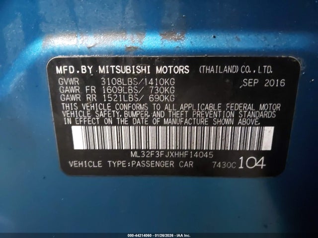 2017 MITSUBISHI MIRAGE G4 ML32F3FJXHHF14045 Photo 8