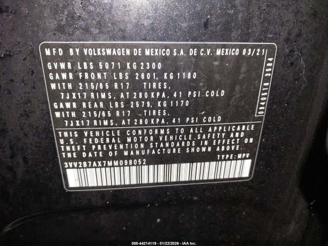 2021 VOLKSWAGEN TIGUAN 3VV2B7AX7MM098052 Photo 8