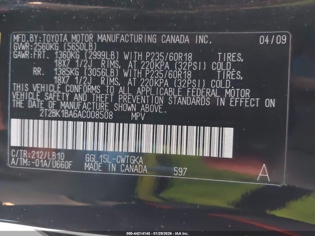 Продажа на аукционе авто 2010 Lexus Rx 350, vin: 2T2BK1BA6AC008508, номер лота: 44214145