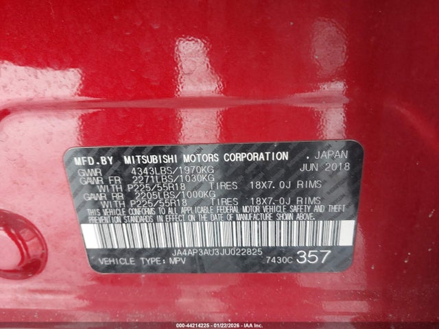 Продаж на аукціоні авто 2018 Mitsubishi Outlander Sport 2.0 Es/2.0 Le, vin: JA4AP3AU3JU022825, номер лоту: 44214225
