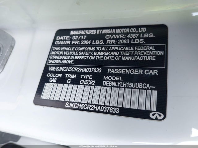 Продажа на аукционе авто 2017 Infiniti Qx30 Premium, vin: SJKCH5CR2HA037633, номер лота: 44214244