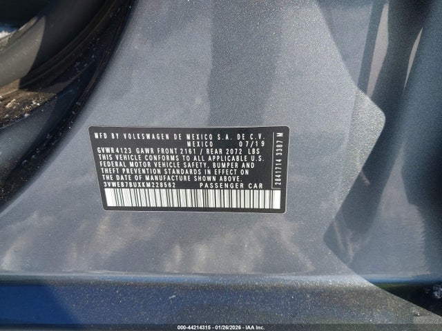 Продажа на аукционе авто 2019 Volkswagen Jetta 1.4t Sel, vin: 3VWEB7BUXKM228562, номер лота: 44214315
