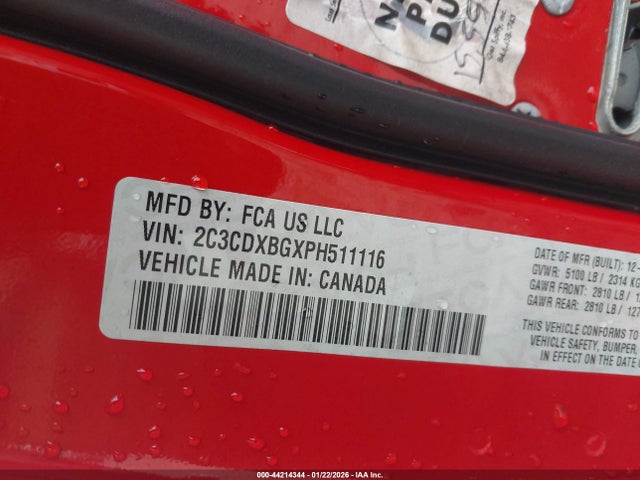2C3CDXBGXPH511116 Dodge Charger Sxt