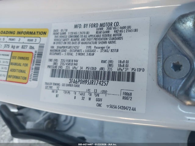 2018 FORD FUSION 3FA6P0H95JR174257 Photo 8