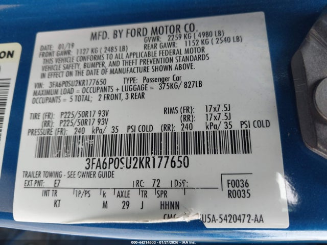 2019 FORD FUSION ENERGI 3FA6P0SU2KR177650 Photo 8