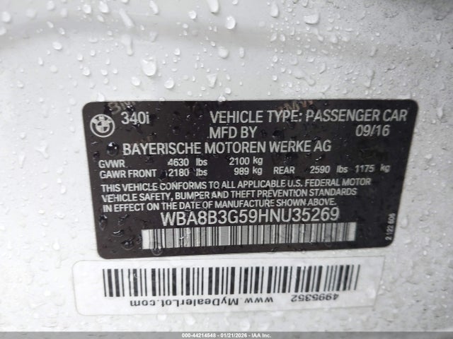 WBA8B3G59HNU35269 BMW 340i