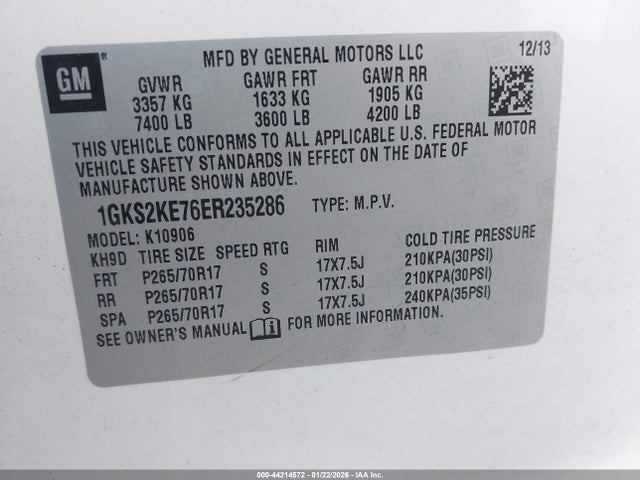 1GKS2KE76ER235286 GMC Yukon Xl 1500 Slt