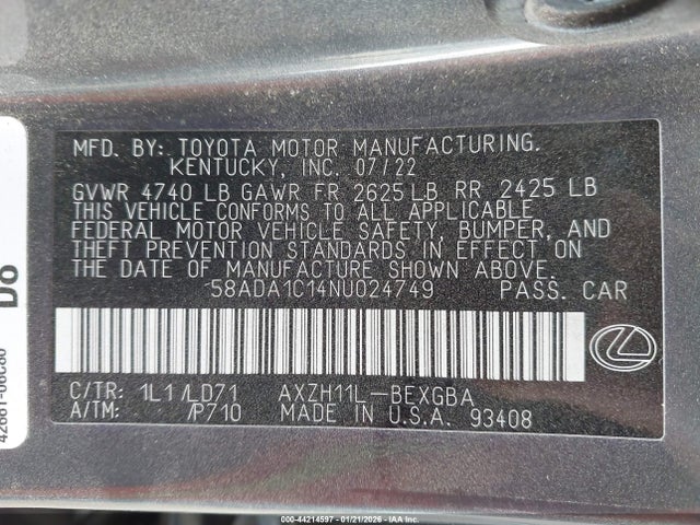 58ADA1C14NU024749 Lexus ES 300H