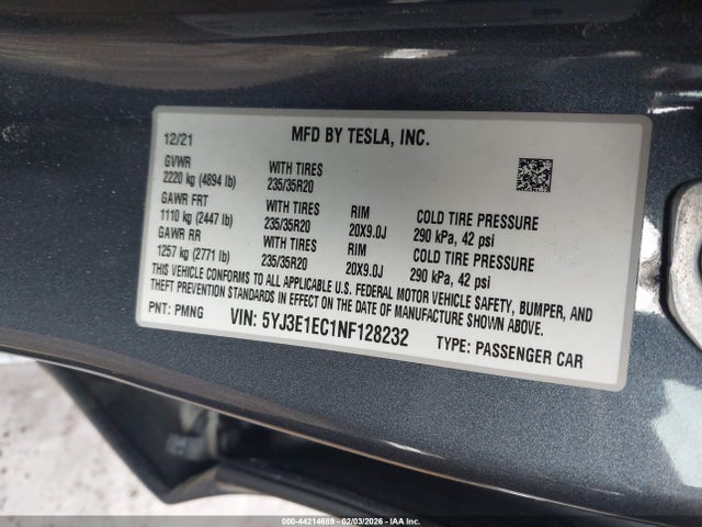 2022 TESLA MODEL 3 5YJ3E1EC1NF128232 Photo 8