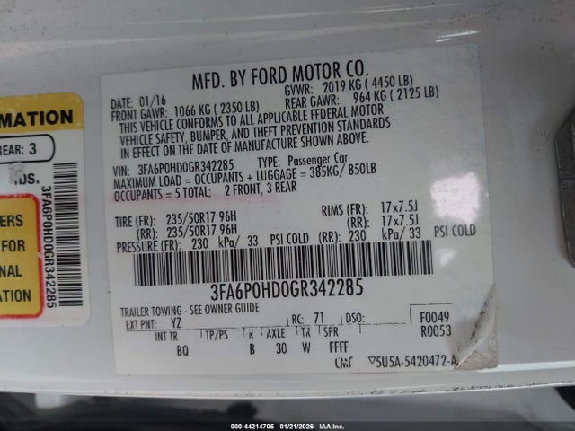 Ford FUSION SE 2016 3FA6P0HD0GR342285 Image 9