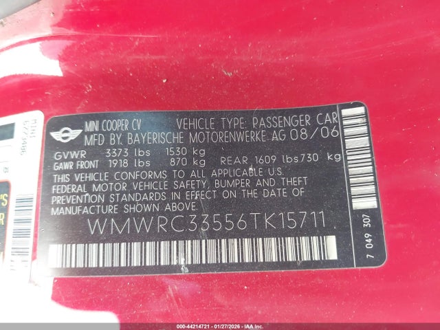 2006 MINI COOPER WMWRC33556TK15711 Photo 8