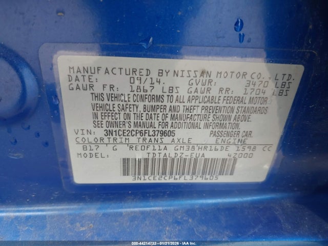 Nissan Versa Note S (sr)/s Plus/sl/sr/sv 2015 3N1CE2CP6FL379605 Image 9