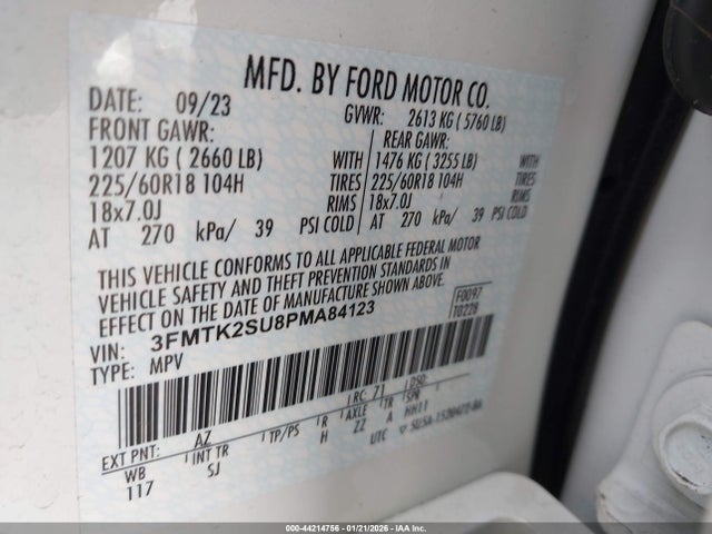 3FMTK2SU8PMA84123 Ford Mustang Mach-e California Route 1
