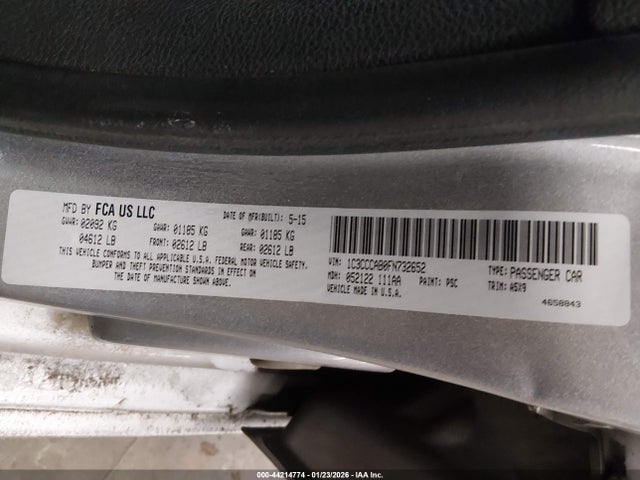 Aukcja sprzedaży 2015 Chrysler 200 Limited, vin: 1C3CCCAB0FN732652, numer aukcji: 44214774
