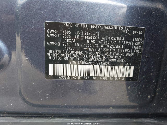 4S4BSANC6H3245628 Subaru Outback 2.5i Limited