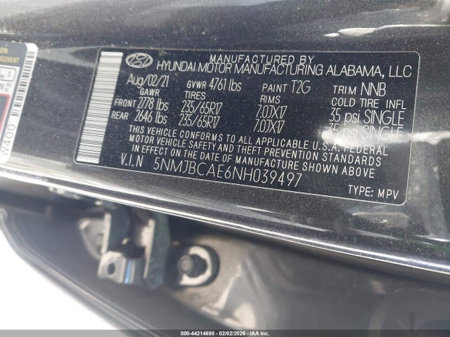 2022 HYUNDAI TUCSON 5NMJBCAE6NH039497 Photo 8