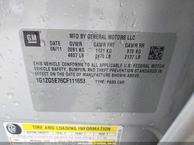 2012 Chevrolet Malibu 2lz მანქანა იყიდება აუქციონზე, vin: 1G1ZG5E76CF111653, აუქციონის ნომერი: 44214889