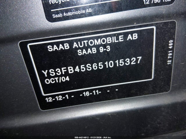 2005 SAAB 9-3 YS3FB45S651015327 Photo 8