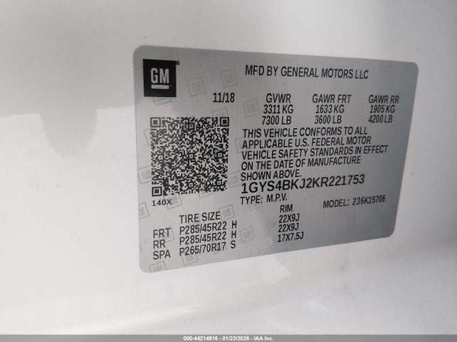 2019 CADILLAC ESCALADE 1GYS4BKJ2KR221753 Photo 8